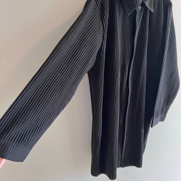 Homme Plisse Issey Miyake Black Pleated Snap Front Jacket Size 3 - Picture 2 of 11